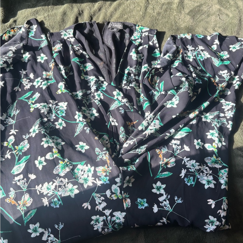 Floral Black and Green Dress